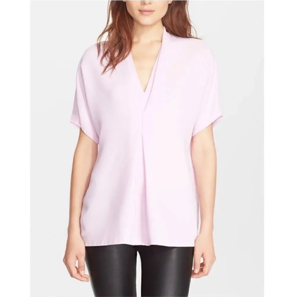VINCE LAYERED V CREPE BLOUSE Sz XS